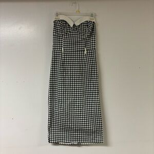 Collectif Monica Black White Gingham pencil dress, 14